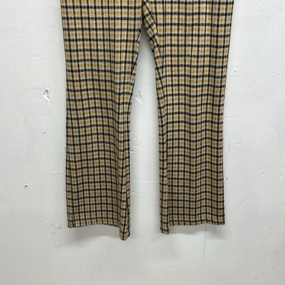 Urban Outfitters Plaid Stretch Flare Pants Yellow Black - Picture 4 of 6